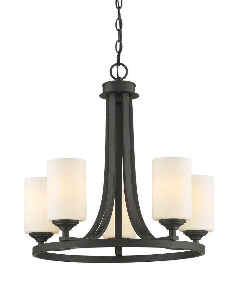 Z-Lite-435-5BRZ-Bordeaux - 5 Light Chandelier in Fusion Style - 21.5 Inches Wide by 21.5 Inches High Bronze  Bronze Finish with Matte Opal Glass