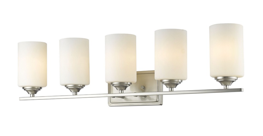 Z-Lite-435-5V-BN-Bordeaux - 5 Light Bath Vanity in Fusion Style - 30.75 Inches Wide by 8.5 Inches High Brushed Nickel  Bronze Finish with Matte Opal Glass