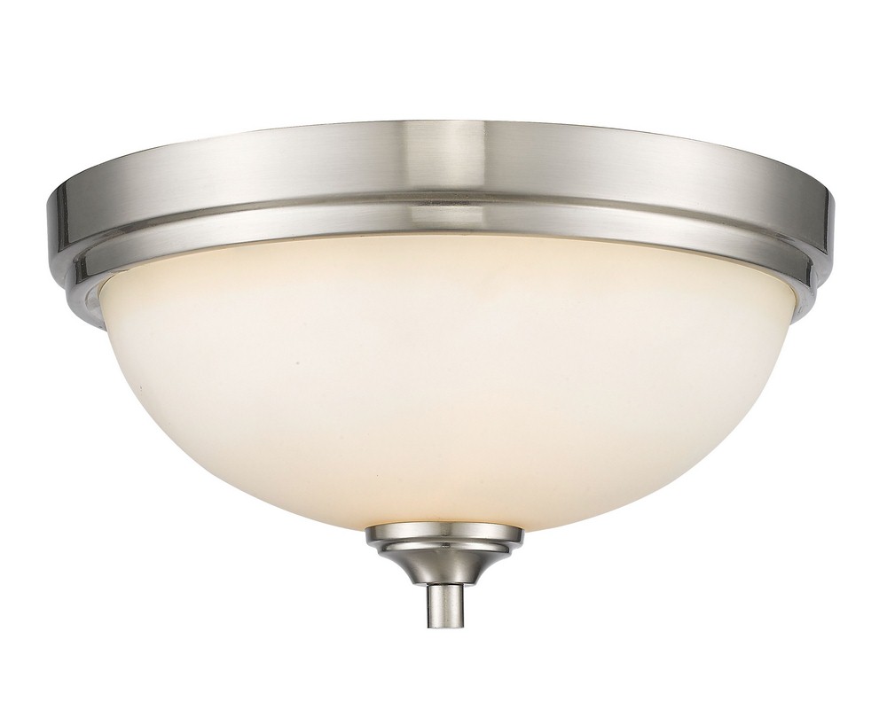 Z-Lite-435F2-BN-Bordeaux - 2 Light Flush Mount in Fusion Style - 13 Inches Wide by 7 Inches High Brushed Nickel  Bronze Finish with Matte Opal Glass