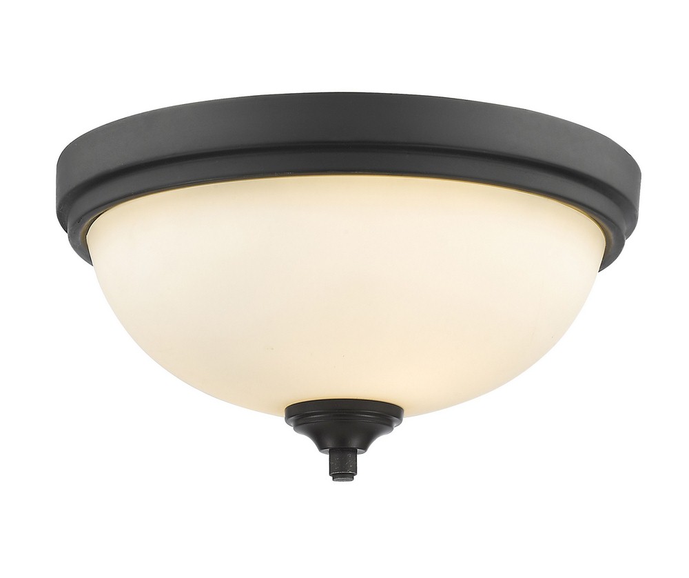 Z-Lite-435F2-BRZ-Bordeaux - 2 Light Flush Mount in Fusion Style - 13 Inches Wide by 7 Inches High Bronze  Bronze Finish with Matte Opal Glass