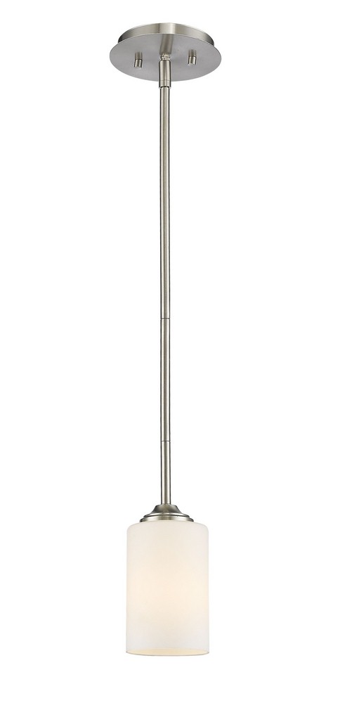 Z-Lite-435MP-BN-Bordeaux - 1 Light Mini Pendant in Fusion Style - 5.5 Inches Wide by 54.75 Inches High Brushed Nickel  Bronze Finish with Matte Opal Glass