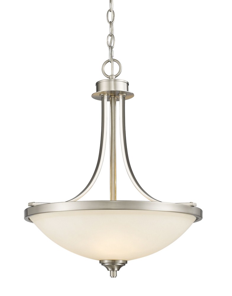 Z-Lite-435P-BN-Bordeaux - 3 Light Pendant in Metropolitan Style - 17.13 Inches Wide by 21 Inches High Brushed Nickel  Bronze Finish with Matte Opal Glass