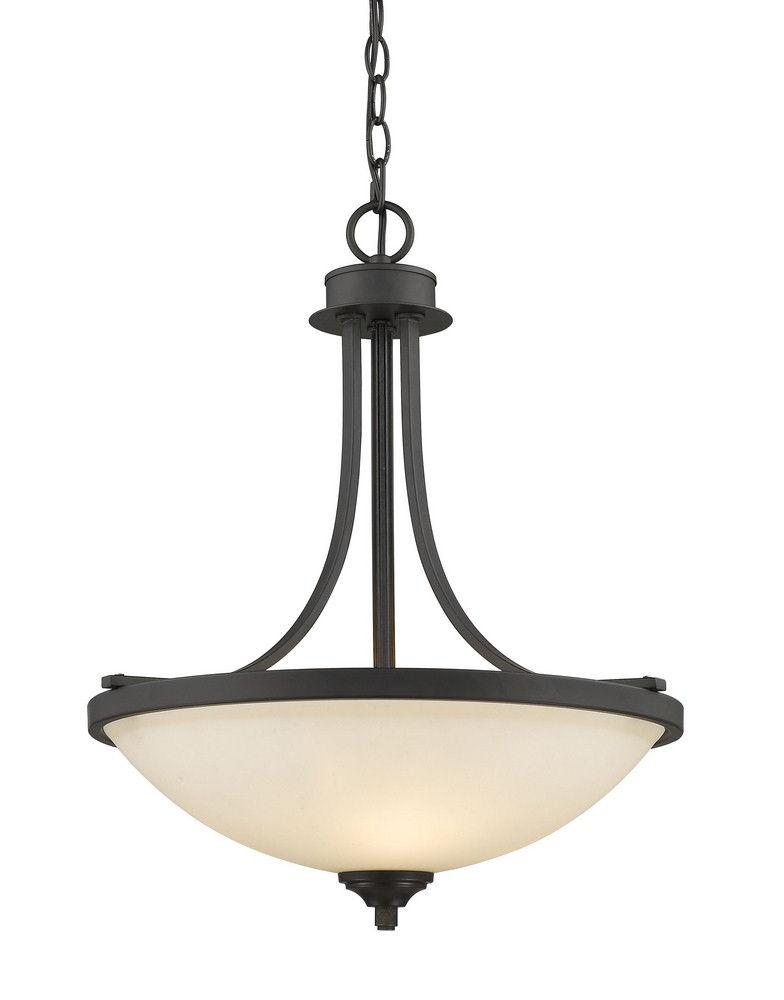 Z-Lite-435P-BRZ-Bordeaux - 3 Light Pendant in Metropolitan Style - 17.13 Inches Wide by 21 Inches High   Bronze Finish with Matte Opal Glass