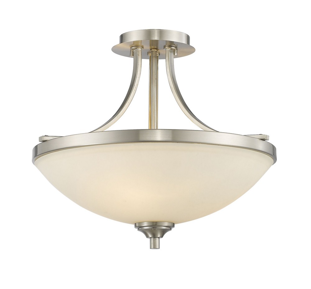 Z-Lite-435SF-BN-Bordeaux - 3 Light Semi-Flush Mount in Metropolitan Style - 17.13 Inches Wide by 13.25 Inches High   Brushed Nickel Finish with Matte Opal Glass