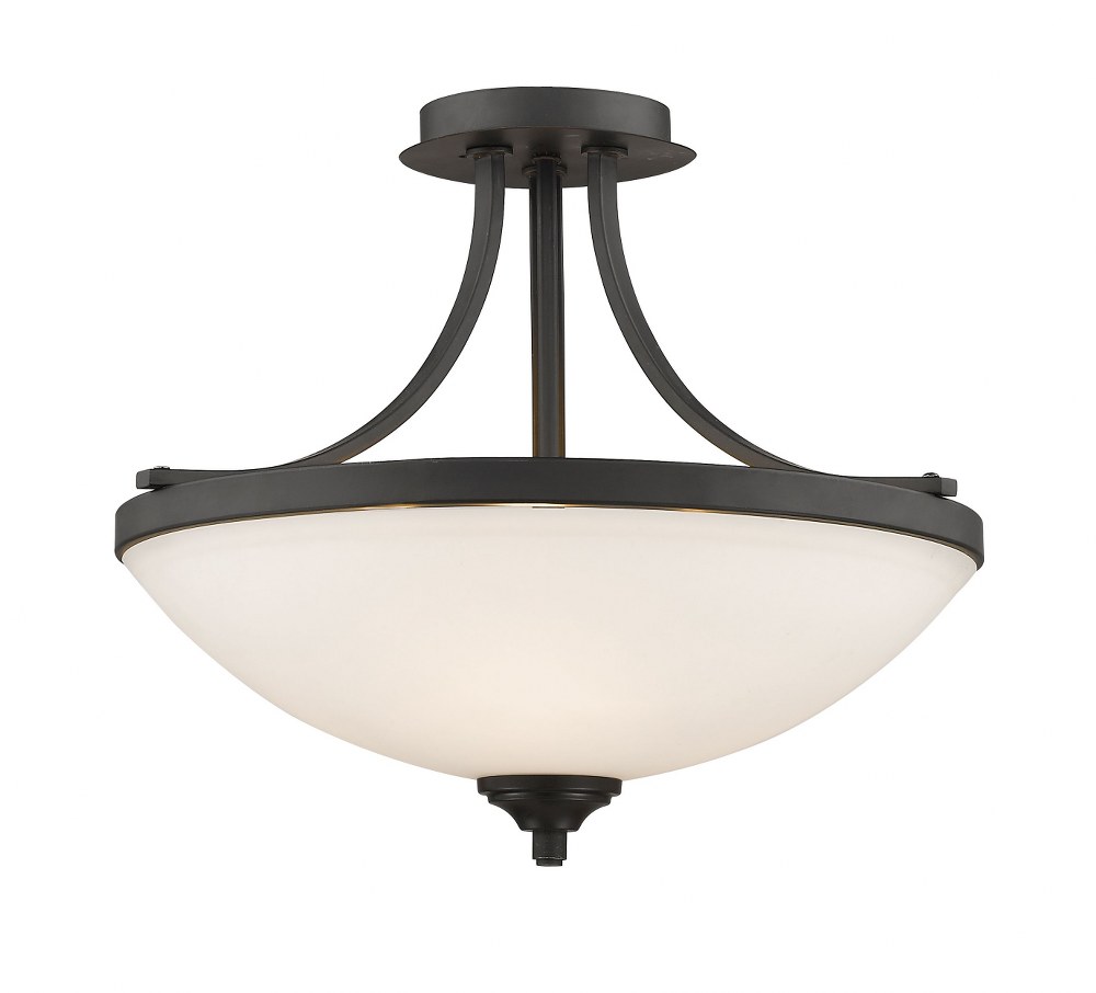 Z-Lite-435SF-BRZ-Bordeaux - 3 Light Semi-Flush Mount in Metropolitan Style - 17.13 Inches Wide by 13.25 Inches High   Bronze Finish with Matte Opal Glass