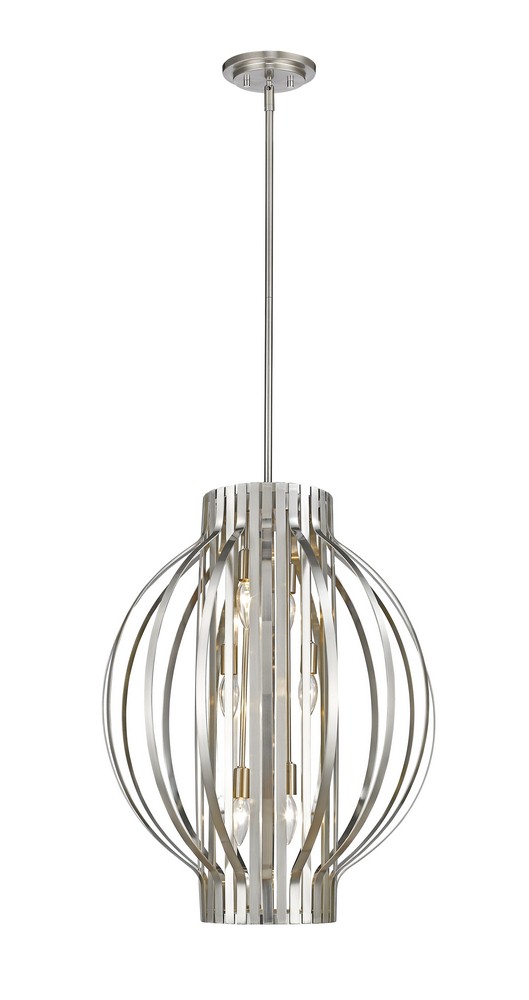 Z-Lite-436-20BN-Moundou - 6 Light Pendant in Metropolitan Style - 20 Inches Wide by 26 Inches High Brushed Nickel  Bronze Finish