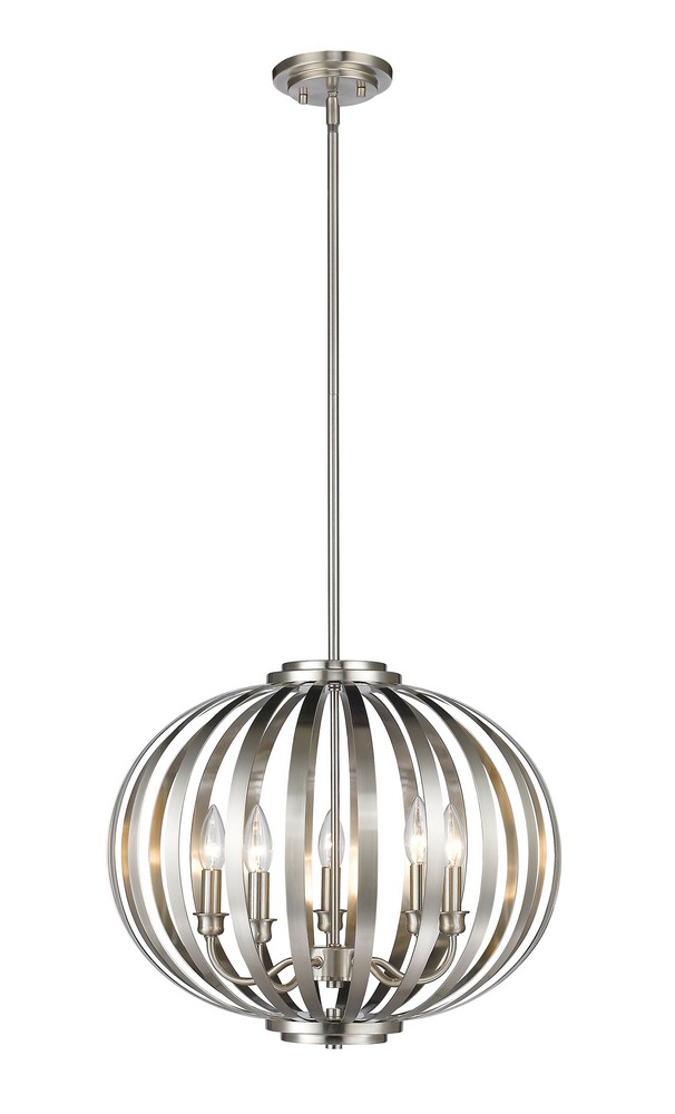 Z-Lite-438-20BN-Moundou - 5 Light Pendant in Metropolitan Style - 20 Inches Wide by 16.75 Inches High Brushed Nickel  Bronze Finish