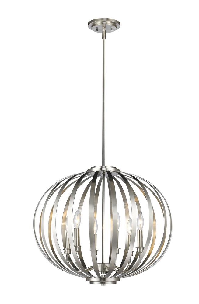 Z-Lite-438-24BN-Moundou - 6 Light Pendant in Fusion Style - 24 Inches Wide by 21.25 Inches High   Moundou - 6 Light Pendant in Fusion Style - 24 Inches Wide by 21.25 Inches High