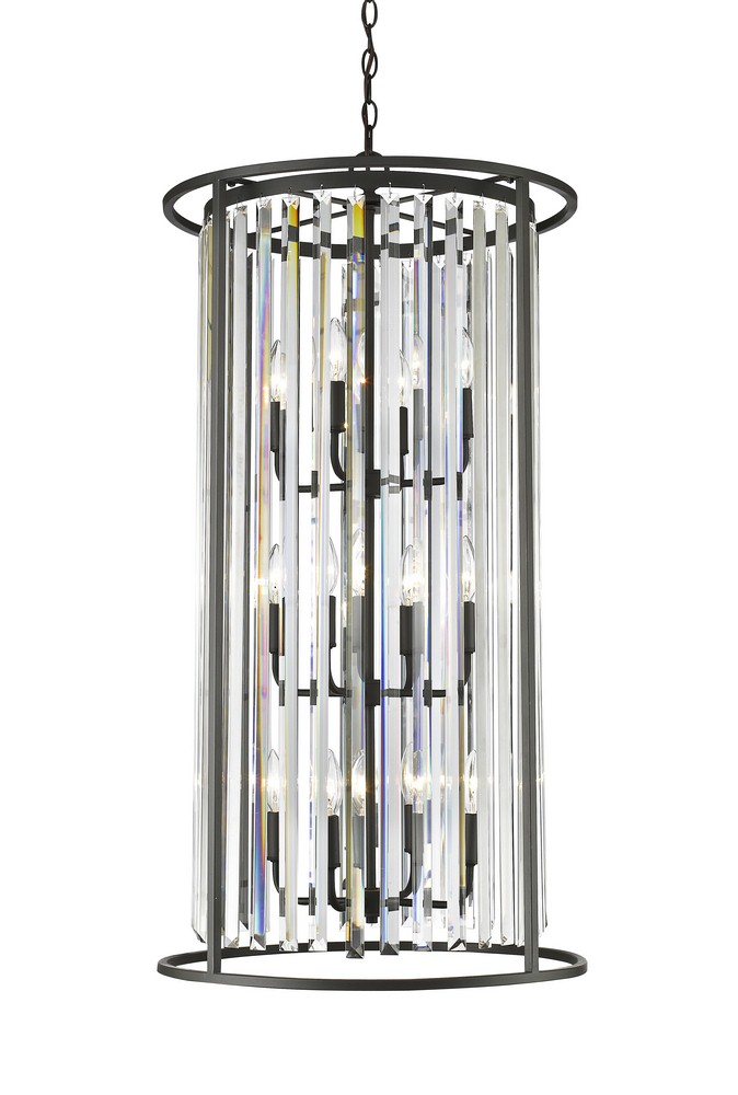 Z-Lite-439-12BRZ-Monarch - 12 Light Chandelier in Fusion Style - 20 Inches Wide by 39 Inches High Bronze  Bronze Finish with Clear Crystal