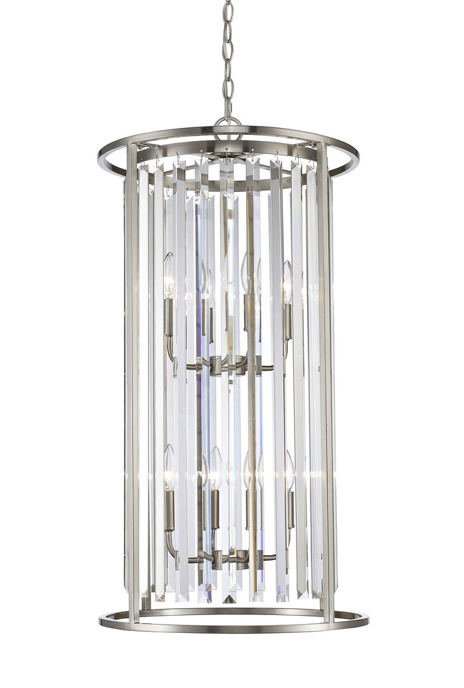 Z-Lite-439-8BN-Monarch - 8 Light Chandelier in Fusion Style - 17 Inches Wide by 32 Inches High Brushed Nickel  Bronze Finish with Clear Crystal