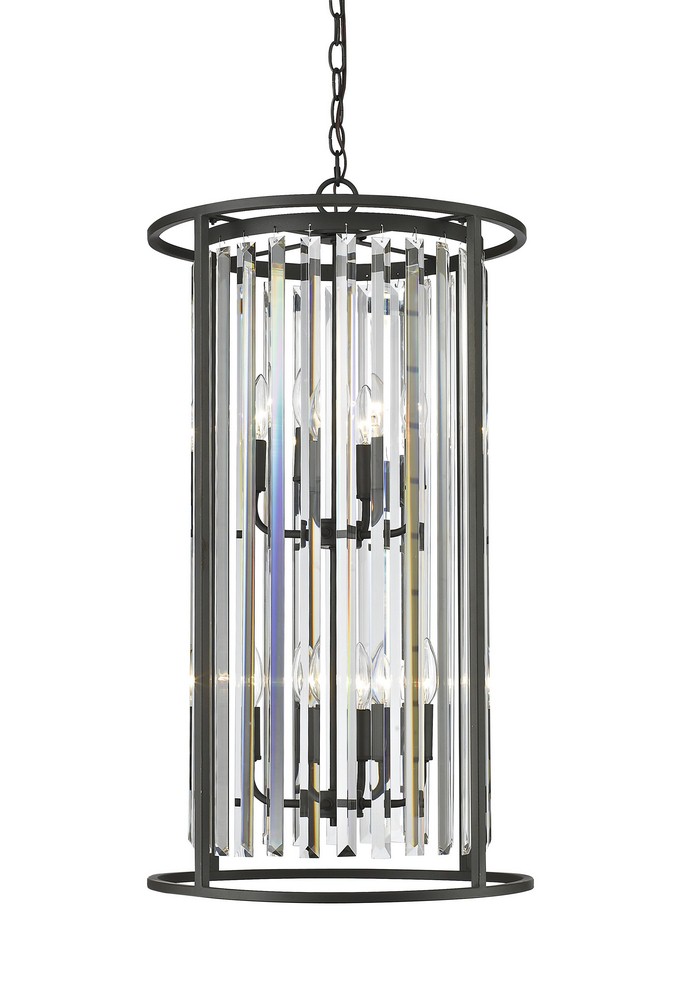 Z-Lite-439-8BRZ-Monarch - 8 Light Chandelier in Fusion Style - 17 Inches Wide by 32 Inches High Bronze  Bronze Finish with Clear Crystal