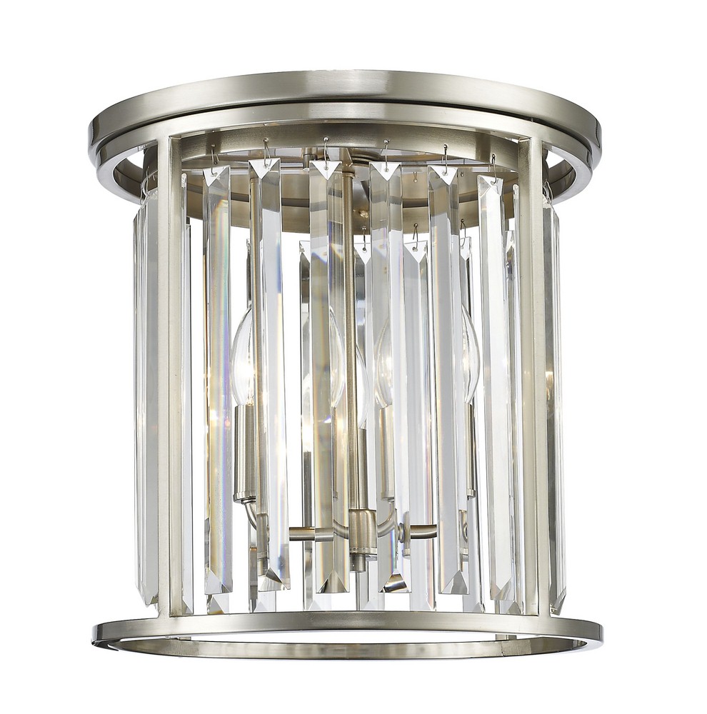 Z-Lite-439F14-BN-Monarch - 3 Light Flush Mount in Fusion Style - 14 Inches Wide by 13.88 Inches High Brushed Nickel  Bronze Finish with Clear Crystal