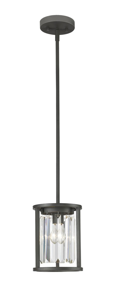 Z-Lite-439MP-BRZ-Monarch - 1 Light Mini Pendant in Fusion Style - 7 Inches Wide by 8.63 Inches High Bronze  Bronze Finish with Clear Crystal