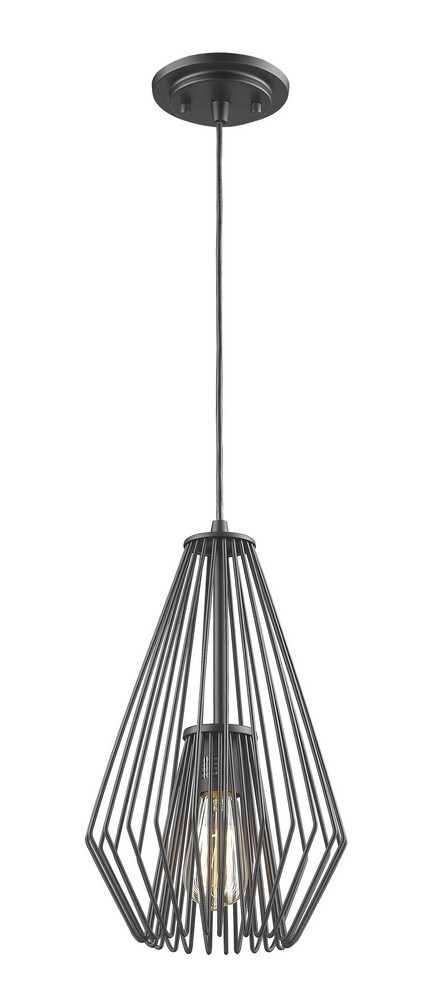 Z-Lite-442MP-MB-Quintus - 1 Light Mini Pendant In Modern Style-15.75 Inches Tall and 9.25 Inches Wide   Matte Black Finish with Matte Black Shade