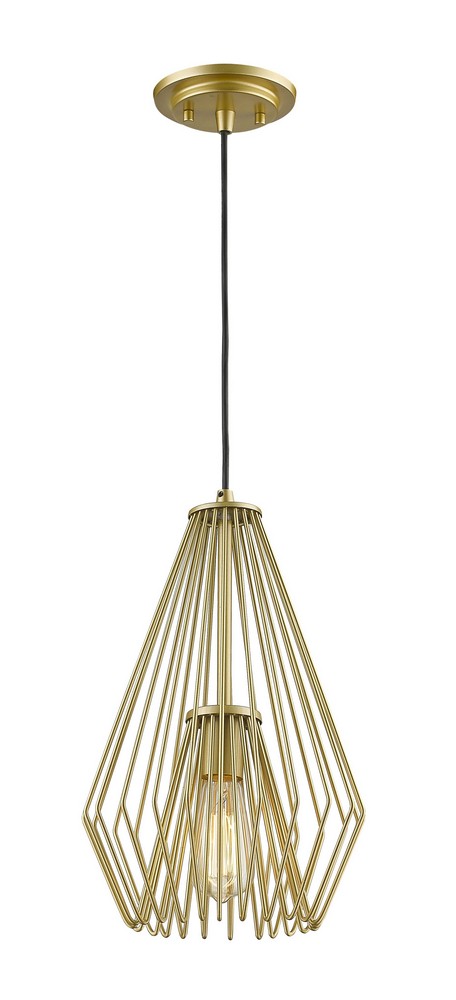 Z-Lite-442MP-MG-Quintus - 1 Light Mini Pendant-15.75 Inches Tall and 9.25 Inches Wide Metallic Gold  Gloss White Finish