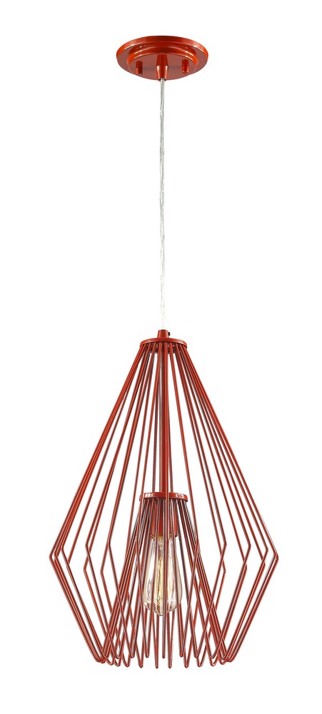 Z-Lite-442MP12-RD-Quintus - 1 Light Mini Pendant in Modern Style - 12.25 Inches Wide by 18.5 Inches High Red  Gloss White Finish