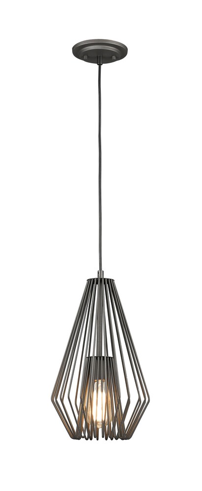 Z-Lite-442MP-BRZ-Quintus - 1 Light Mini Pendant-15.75 Inches Tall and 9.25 Inches Wide Bronze  Gloss White Finish