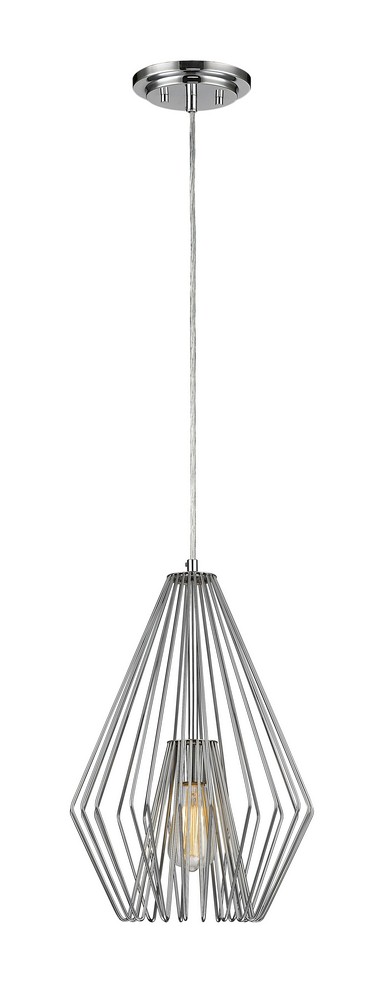 Z-Lite-442MP12-CH-Quintus - 1 Light Mini Pendant in Modern Style - 12.25 Inches Wide by 18.5 Inches High Chrome  Gloss White Finish