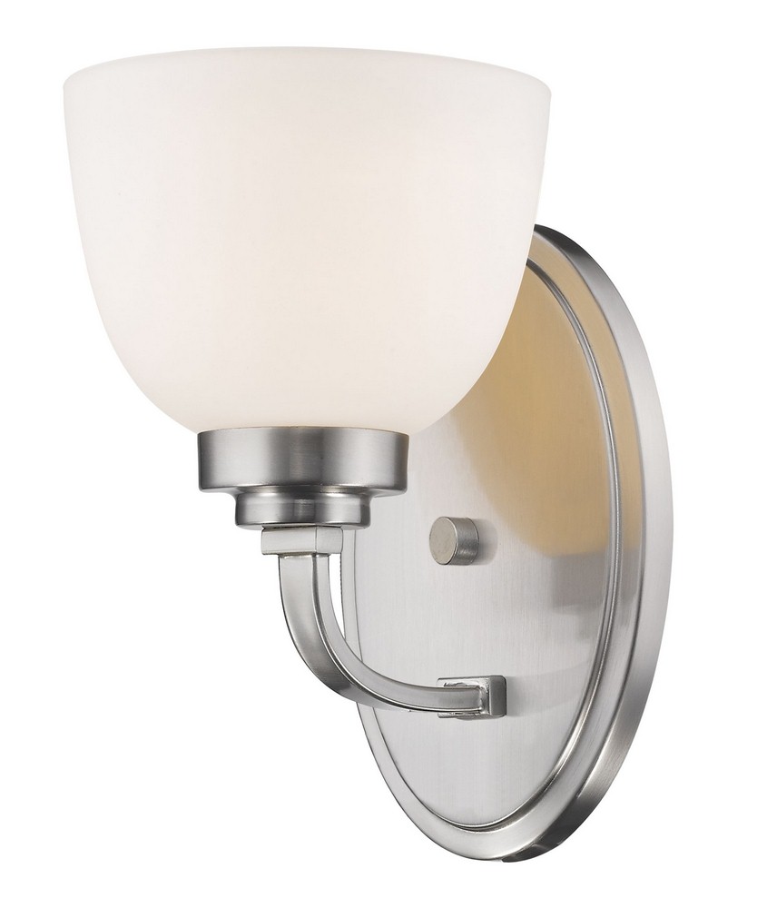 Z-Lite-443-1S-BN-Ashton - 1 Light Wall Sconce in Contemporary Style - 6 Inches Wide by 8 Inches High   Brushed Nickel Finish with Matte Opal Glass