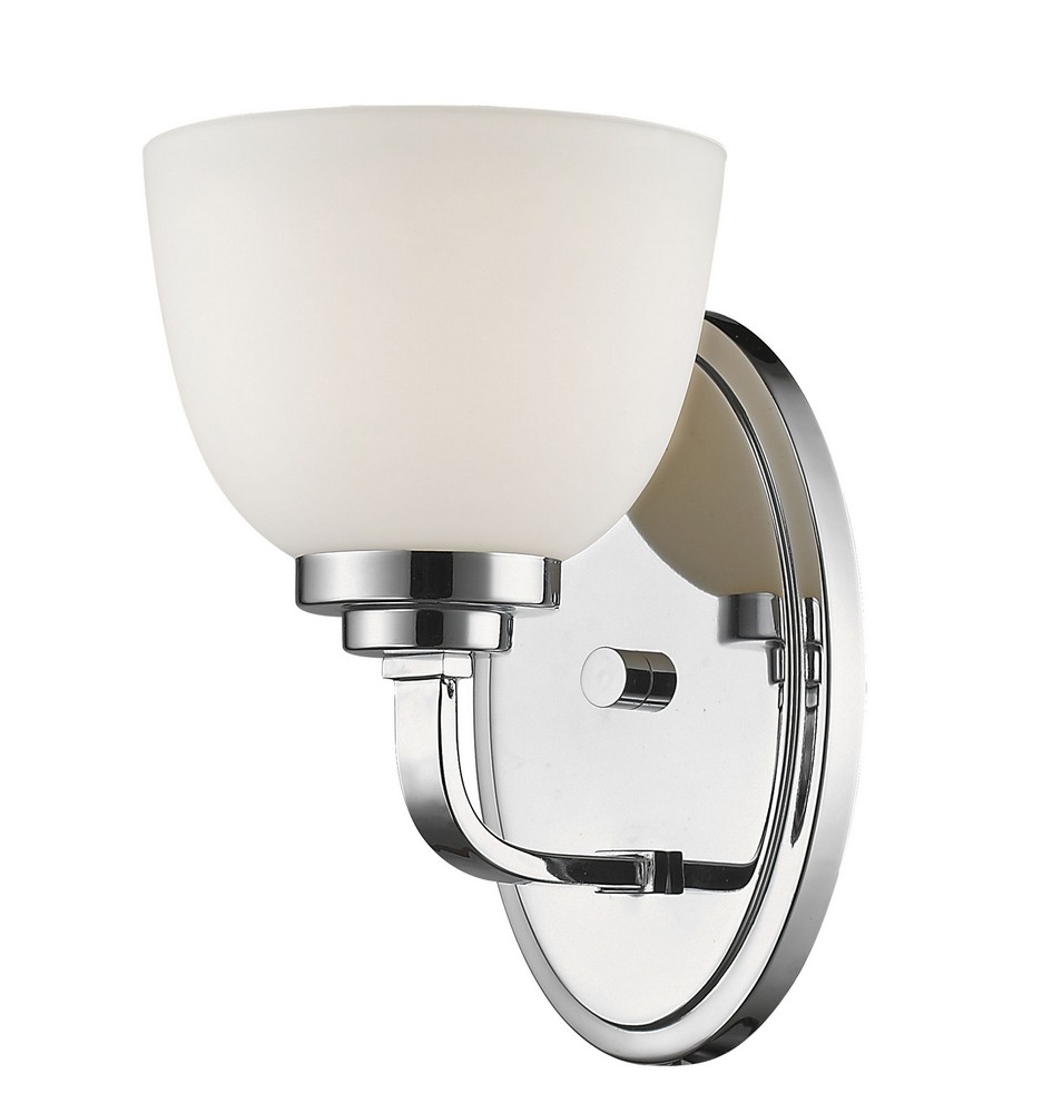 Z-Lite-443-1S-CH-Ashton - 1 Light Wall Sconce in Traditional Style - 6 Inches Wide by 8 Inches High Chrome  Chrome Finish with Matte Opal Glass