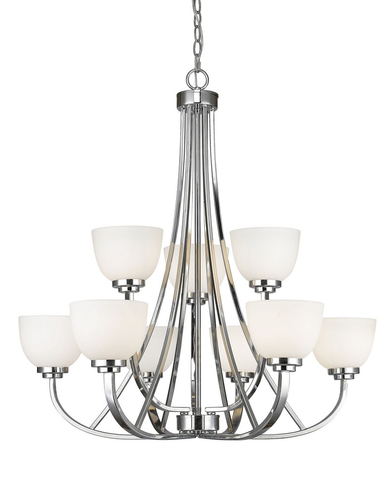 Z-Lite-443-9-CH-Ashton - 9 Light Chandelier in Traditional Style - 31 Inches Wide by 32.25 Inches High Chrome  Chrome Finish with Matte Opal Glass