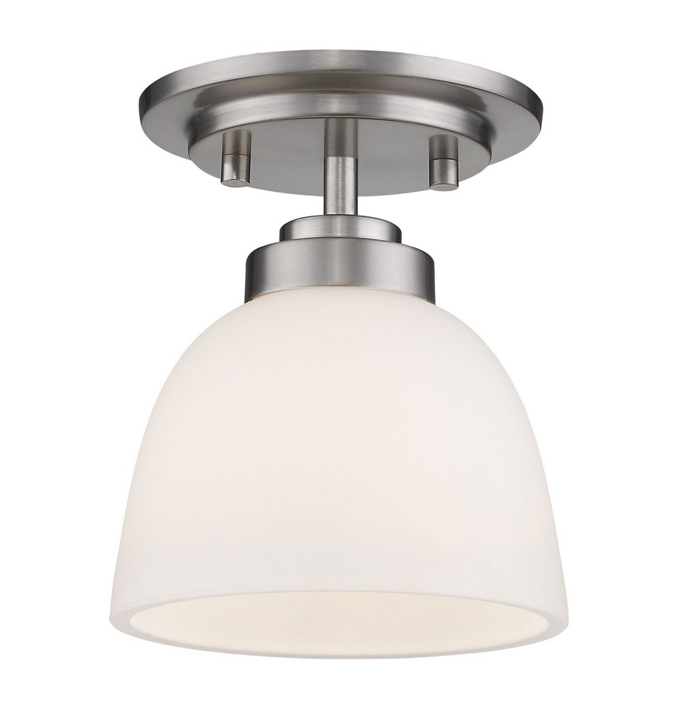 Z-Lite-443F1-BN-Ashton - 1 Light Flush Mount in Traditional Style - 6 Inches Wide by 7.25 Inches High   Brushed Nickel Finish with Matte Opal Glass