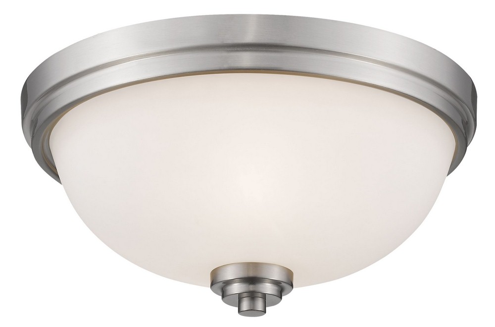 Z-Lite-443F3-BN-Ashton - 3 Light Flush Mount in Traditional Style - 15 Inches Wide by 8 Inches High   Brushed Nickel Finish with Matte Opal Glass