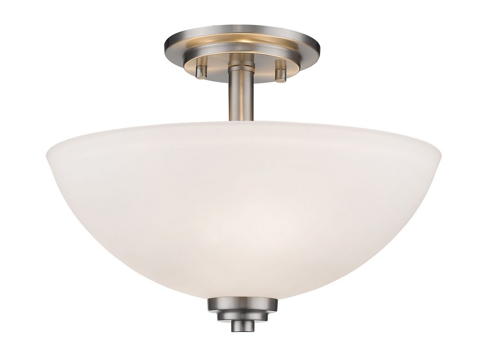 Z-Lite-443SF-BN-Ashton - 3 Light Semi-Flush Mount in Contemporary Style - 15.75 Inches Wide by 11 Inches High   Brushed Nickel Finish with Matte Opal Glass