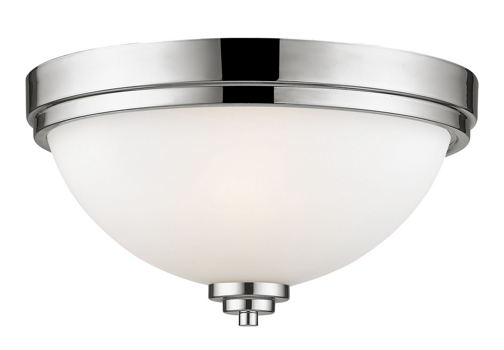 Z-Lite-443F2-CH-Ashton - 2 Light Flush Mount in Traditional Style - 13 Inches Wide by 6.5 Inches High Chrome  Chrome Finish with Matte Opal Glass