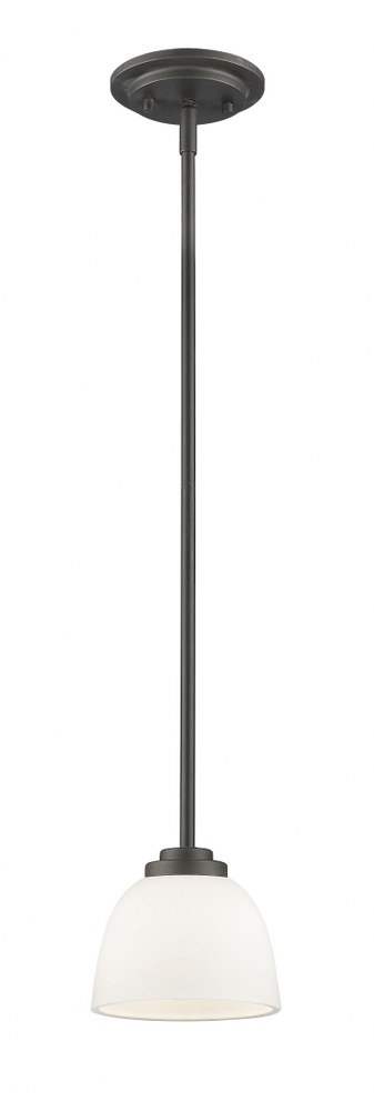 Z-Lite-443MP-BRZ-Ashton - 1 Light Mini Pendant in Traditional Style - 6 Inches Wide by 5 Inches High Bronze  Chrome Finish with Matte Opal Glass