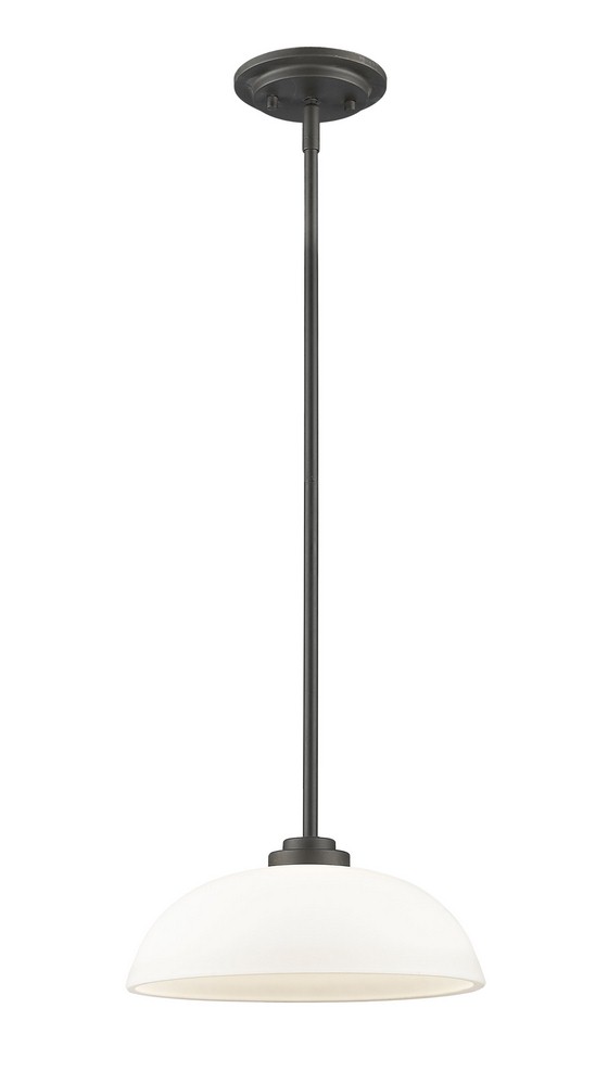 Z-Lite-443MP12-BRZ-Ashton - 1 Light Mini Pendant in Traditional Style - 11.75 Inches Wide by 5.75 Inches High Bronze  Chrome Finish with Matte Opal Glass