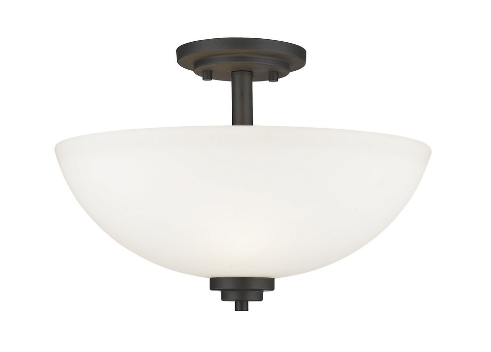 Z-Lite-443SF-BRZ-Ashton - 3 Light Semi-Flush Mount in Contemporary Style - 15.75 Inches Wide by 11 Inches High Bronze Matte Opal Chrome Finish with Matte Opal Glass