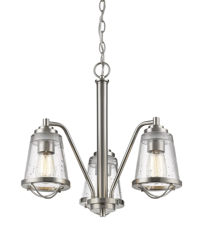 Z-Lite-444-3-BN-Mariner - 3 Light Chandelier in Contemporary Style - 19.63 Inches Wide by 18.13 Inches High   Brushed Nickel Finish with Clear Seedy Glass