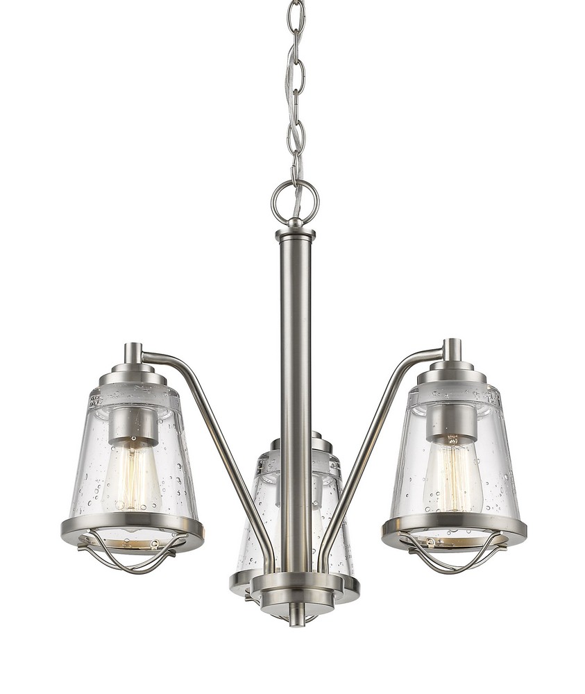 Z-Lite-444-3-BN-Mariner - 3 Light Chandelier in Contemporary Style - 19.63 Inches Wide by 18.13 Inches High Brushed Nickel  Bronze Finish with Clear Seedy Glass