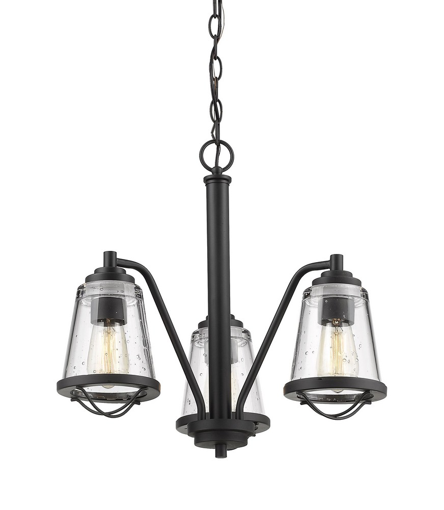 Z-Lite-444-3-BRZ-Mariner - 3 Light Chandelier in Contemporary Style - 19.63 Inches Wide by 18.13 Inches High   Bronze Finish with Clear Seedy Glass