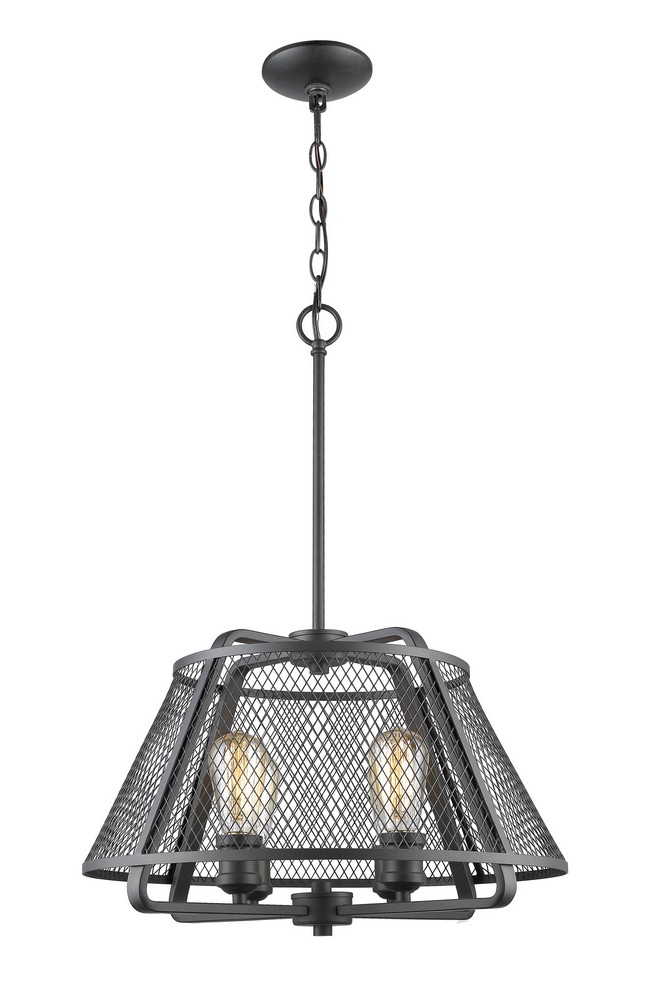 Z-Lite-451-19BRZ-Iuka - 4 Light Pendant in Transitional Style - 19 Inches Wide by 26.5 Inches High Bronze  Bronze Finish with Bronze Metal Shade