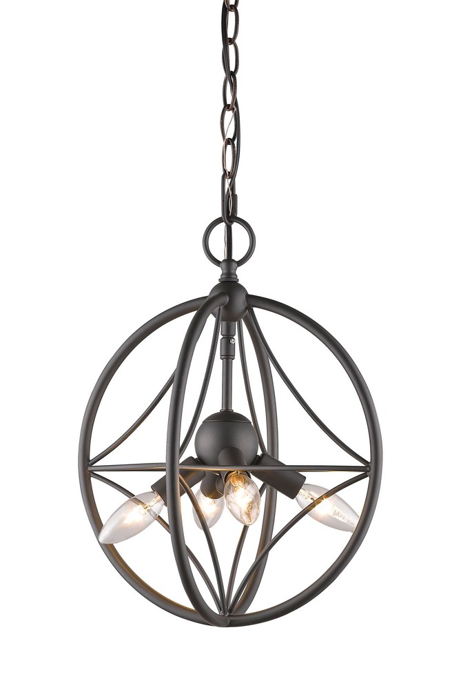 Z-Lite-452-12BRZ-Cortez - 4 Light Pendant in Transitional Style - 12 Inches Wide by 15 Inches High Bronze  Bronze Finish with Bronze Metal Shade