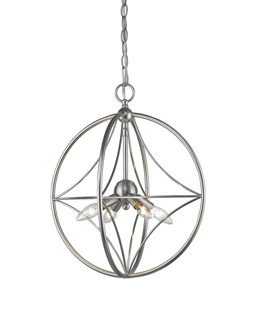 Z-Lite-452-16BN-Cortez - 4 Light Pendant in Transitional Style - 16 Inches Wide by 19 Inches High Brushed Nickel  Bronze Finish with Bronze Metal Shade