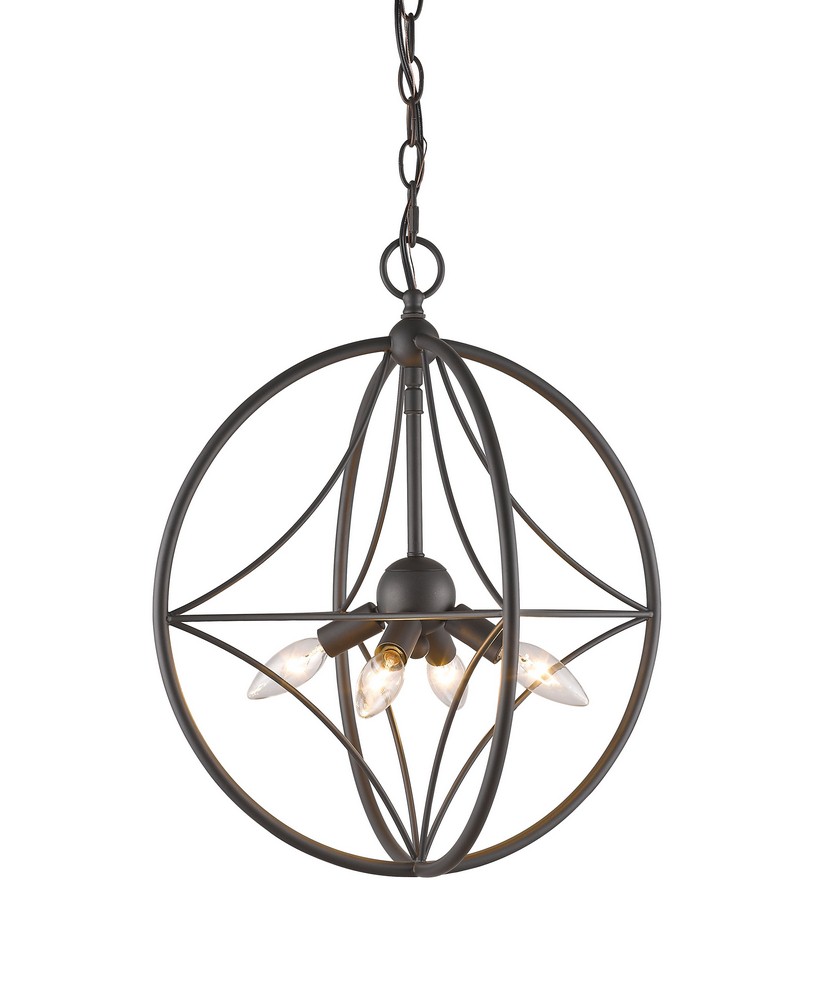 Z-Lite-452-16BRZ-Cortez - 4 Light Pendant in Transitional Style - 16 Inches Wide by 19 Inches High Bronze  Bronze Finish with Bronze Metal Shade