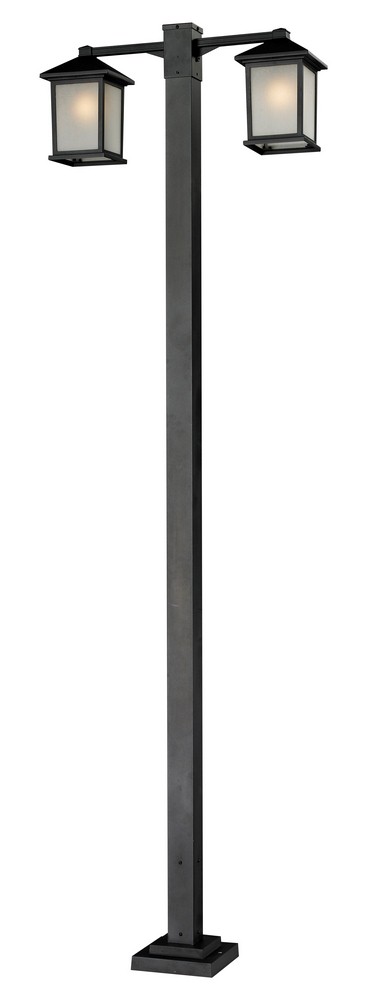 Z-Lite-507-2-536P-BK-Holbrook - 2 Light Outdoor Post Mount Lantern in Urban Style - 8.13 Inches Wide by 99 Inches High   Black Finish with White Seedy Glass