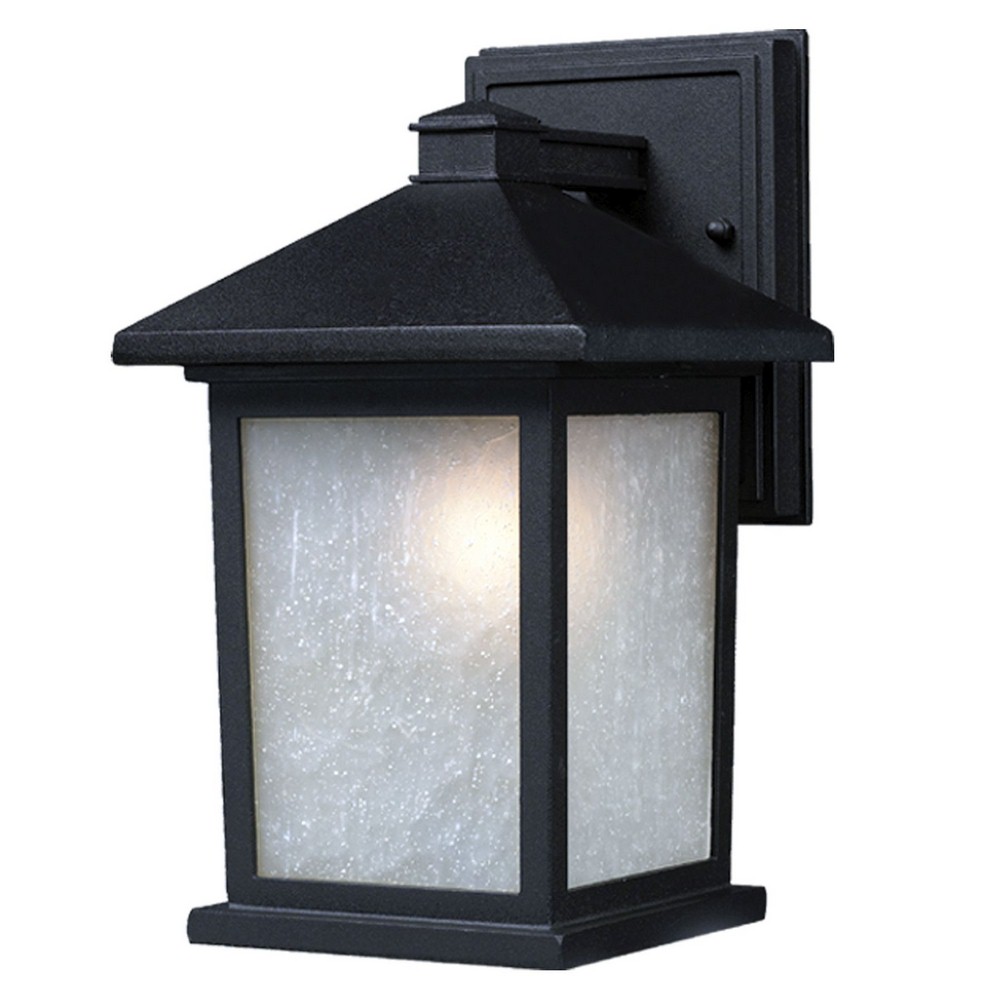 Z-Lite-507B-BK-Holbrook - 1 Light Outdoor Wall Mount in Urban Style - 9.5 Inches Wide by 15.75 Inches High   Black Finish with White Seedy Glass