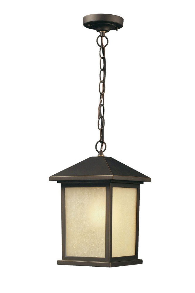 Z-Lite-507CHB-ORB-Holbrook - 1 Light Outdoor Chain Mount Lantern in Urban Style - 9.5 Inches Wide by 15.25 Inches High   Oil Rubbed Bronze Finish with Tinted Seedy Glass