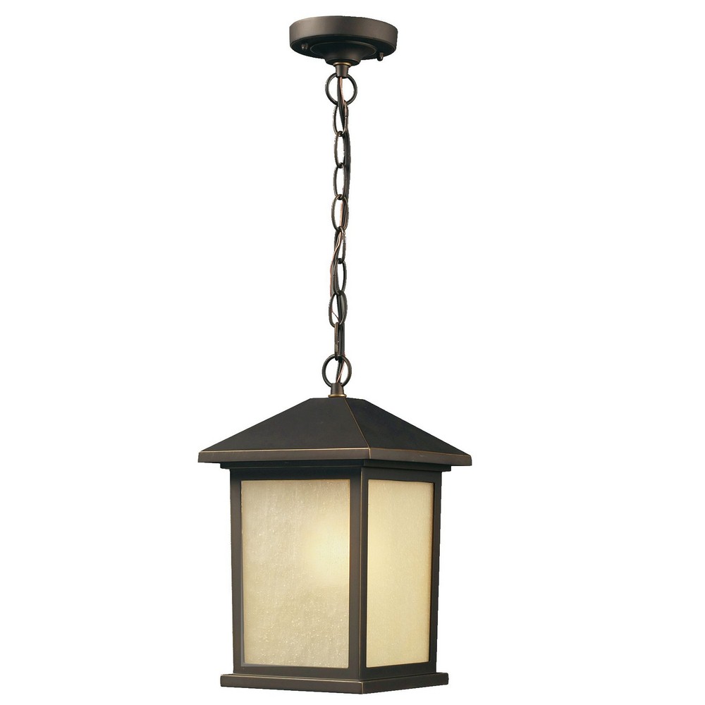 Z-Lite-507CHM-ORB-Holbrook - 1 Light Outdoor Chain Mount Lantern in Urban Style - 8 Inches Wide by 13.5 Inches High   Oil Rubbed Bronze Finish with Tinted Seedy Glass