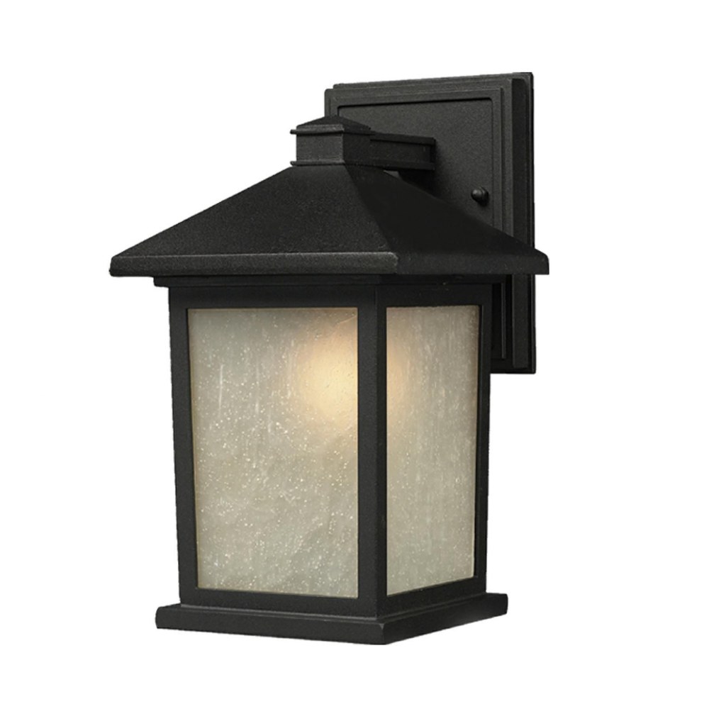 Z-Lite-507M-BK-Holbrook - 1 Light Outdoor Wall Mount in Urban Style - 8 Inches Wide by 14 Inches High   Black Finish with White Seedy Glass