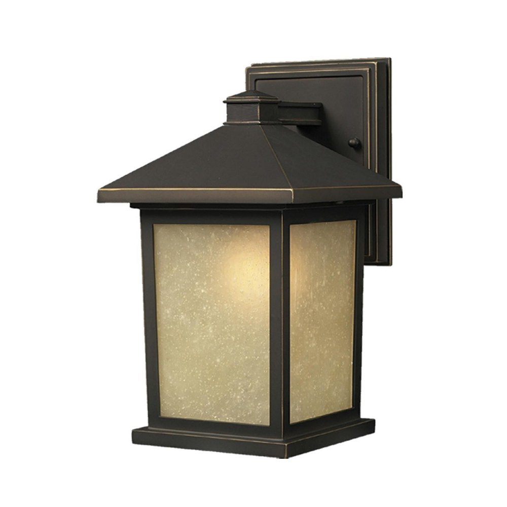 Z-Lite-507M-ORB-Holbrook - 1 Light Outdoor Wall Mount in Urban Style - 8 Inches Wide by 14 Inches High   Oil Rubbed Bronze Finish with Tinted Seedy Glass