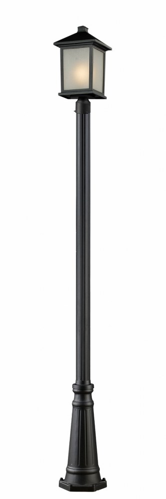 Z-Lite-507PHB-519P-BK-Holbrook - 1 Light Outdoor Post Mount Lantern in Contemporary Style - 10 Inches Wide by 112.25 Inches High   Black Finish with White Seedy Glass