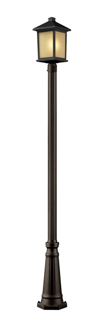 Z-Lite-507PHB-519P-ORB-Holbrook - 1 Light Outdoor Post Mount Lantern in Urban Style - 10 Inches Wide by 112.25 Inches High   Oil Rubbed Bronze Finish with Tinted Seedy Glass