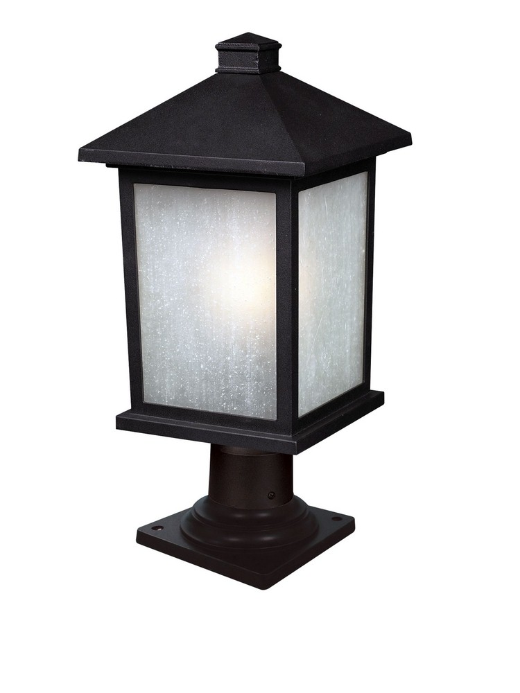 Z-Lite-507PHB-533PM-BK-Holbrook - 1 Light Outdoor Post Mount Light In Contemporary Style-20.5 Inches Tall and 9.5 Inches Wide   Black Finish with White Seedy  Glass