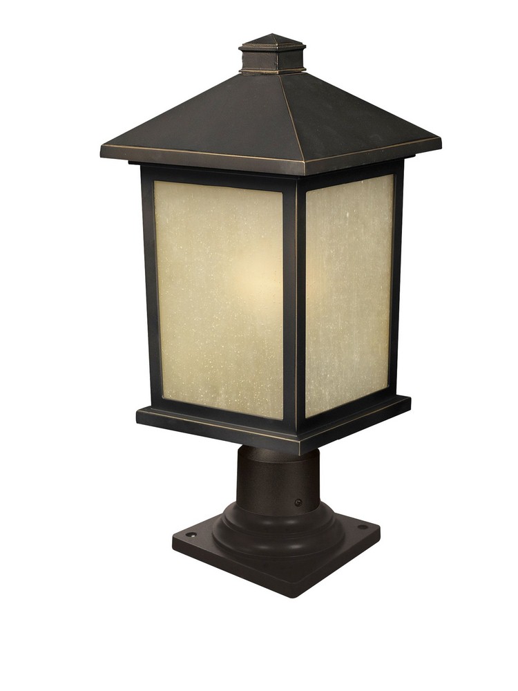 Z-Lite-507PHB-533PM-ORB-Holbrook - 1 Light Outdoor Pier Mount Lantern in Urban Style - 9.5 Inches Wide by 20.5 Inches High   Oil Rubbed Bronze Finish with Tinted Seedy Glass