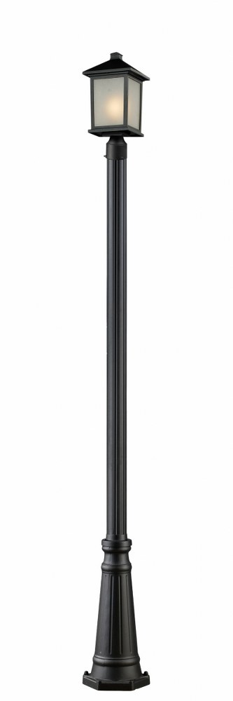 Z-Lite-507PHM-519P-BK-Holbrook - 1 Light Outdoor Post Mount Lantern in Urban Style - 10 Inches Wide by 109.75 Inches High   Black Finish with White Seedy Glass